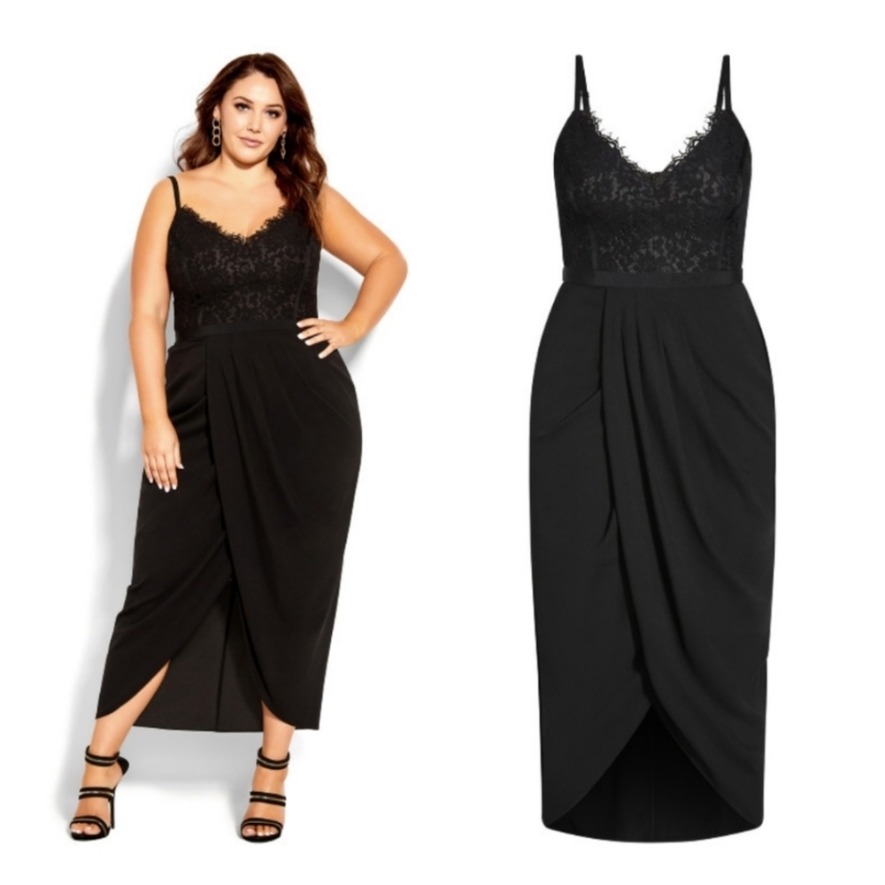 City Chic NEW Touch of Lace Formal Black Dress New Years NYE Dressy Date Night